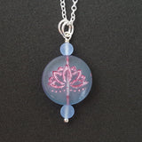 Handmade in Hawaii, Bohemian glass Lotus "Yoga" necklace,   Hawaiian Gift, FREE gift wrap, FREE gift message