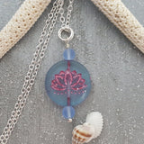 Handmade in Hawaii, Bohemian glass Lotus "Yoga" necklace,   Hawaiian Gift, FREE gift wrap, FREE gift message