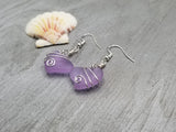 Hawaiian Jewelry Sea Glass Earrings, Wire "Magical Color Changing" Purple Twin Heart Earrings,  Beach Jewelry Gift (February Birthstone)