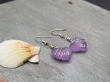 Hawaiian Jewelry Sea Glass Earrings, Wire "Magical Color Changing" Purple Twin Heart Earrings,  Beach Jewelry Gift (February Birthstone)