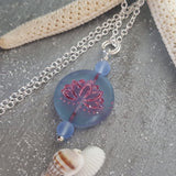 Handmade in Hawaii, Bohemian glass Lotus "Yoga" necklace,   Hawaiian Gift, FREE gift wrap, FREE gift message