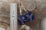 Hawaiian Jewelry Sea Glass Earrings, Wire Cobalt Blue Earrings, Unique Beach Jewelry Birthday Gift For Women (September Birthstone Jewelry)