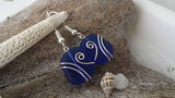 Hawaiian Jewelry Sea Glass Earrings, Wire Cobalt Blue Earrings, Unique Beach Jewelry Birthday Gift For Women (September Birthstone Jewelry)