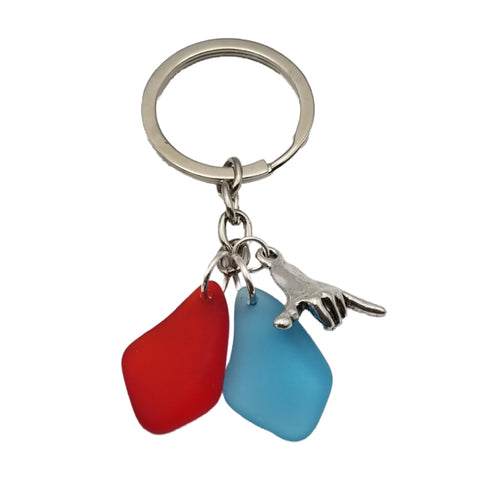 NEW Yinahawaii Sea Glass Design, Family/Couple Birthstones Keychain Unisex Gift, For Men or Women, Shaka Charm, (Message For Customization)