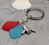 NEW Yinahawaii Sea Glass Design, Family/Couple Birthstones Keychain Unisex Gift, For Men or Women, Shaka Charm, (Message For Customization)