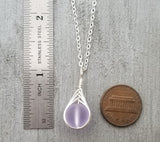 Hawaiian Jewelry Sea Glass Necklace, Small Round Braided "Magical Color Changing" Purple Necklace, Beach Jewelry (February Birthstone)