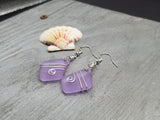 Hawaiian Jewelry Sea Glass Earrings, Wire "Magical Color Changing" Purple Earrings, Beach Jewelry Fun Birthday Gift (February Birthstone)