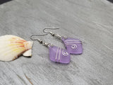 Hawaiian Jewelry Sea Glass Earrings, Wire "Magical Color Changing" Purple Earrings, Beach Jewelry Fun Birthday Gift (February Birthstone)