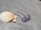 Hawaiian Jewelry Sea Glass Earrings, Small Round Braided "Magical Color Changing" Purple Earrings,  Beach Jewelry (February Birthstone)