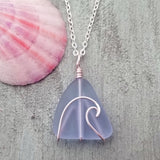 Handmade in Hawaii, Wire Wave "Magical Color Changing" purple sea glass necklace, Wave Necklace, Birthday Gift (February Birthstone)