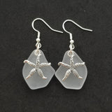 Hawaiian Jewelry Sea Glass Earrings, Crystal Earrings Starfish Earrings, Sea Glass Jewelry Beach Jewelry Birthday Gift (April Birthstone)