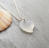 Hawaiian Jewelry Sea Glass Necklace, Heart Necklace Moonstone Necklace, Sea Glass Jewelry Unique Birthday Gift For Women (June Birthstone)