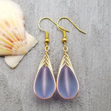 Hawaiian Jewelry Sea Glass Earrings, Gold Braided "Magical Color Changing" Purple Earrings, Beach Jewelry (February Birthstone Jewelry)