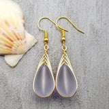 Hawaiian Jewelry Sea Glass Earrings, Gold Braided "Magical Color Changing" Purple Earrings, Beach Jewelry (February Birthstone Jewelry)