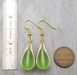 Hawaiian Jewelry Sea Glass Earrings, Gold Braided Peridot Earrings, Beach Jewelry For Women (August Birthstone Jewelry)