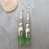 Handmade in Hawaii, Peridot Long TearDrop earrings, "August Birthstone", Hawaii Gift Wrapped, Customizable gift message