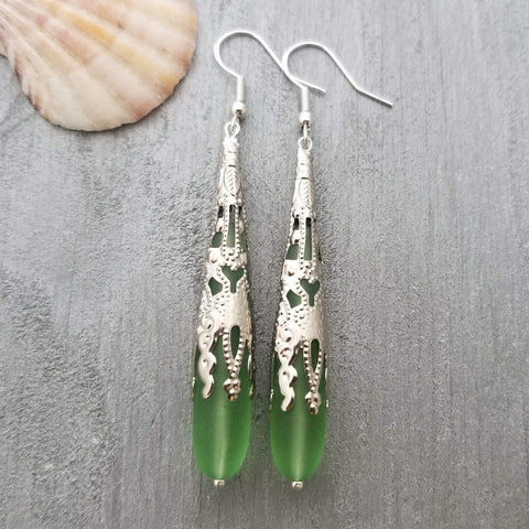 Handmade in Hawaii, Peridot Long TearDrop earrings, "August Birthstone", Hawaii Gift Wrapped, Customizable gift message