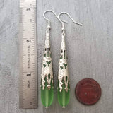 Handmade in Hawaii, Peridot Long TearDrop earrings, "August Birthstone", Hawaii Gift Wrapped, Customizable gift message