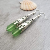 Handmade in Hawaii, Peridot Long TearDrop earrings, "August Birthstone", Hawaii Gift Wrapped, Customizable gift message