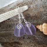 Made in Hawaii, Wire wrapped "Magical Color Changing" "Magical Color Changing" Purple  sea glass earrings, Valentine's Day Gift