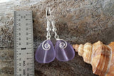Made in Hawaii, Wire wrapped "Magical Color Changing" "Magical Color Changing" Purple  sea glass earrings, Valentine's Day Gift