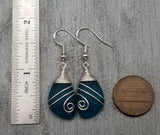 Hawaiian Jewelry Sea Glass Earrings, Top Wire Teal Earrings Blue Earrings, Beach Jewelry