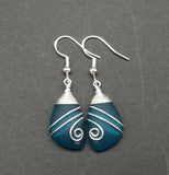 Hawaiian Jewelry Sea Glass Earrings, Top Wire Teal Earrings Blue Earrings, Beach Jewelry