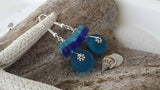 Hawaiian Jewelry Sea Glass Earrings, Triple Color Teal Cobalt Blue Earrings Beach Jewelry For Women, Unique Earrings Sea Glass Jewelry