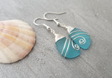 Hawaiian Jewelry Sea Glass Earrings, Top Wire Turquoise Earrings Blue Earrings, Beach Jewelry Birthday Gift (December Birthstone Jewelry)