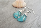 Hawaiian Jewelry Sea Glass Earrings, Top Wire Turquoise Earrings Blue Earrings, Beach Jewelry Birthday Gift (December Birthstone Jewelry)