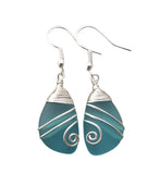Hawaiian Jewelry Sea Glass Earrings, Top Wire Turquoise Earrings Blue Earrings, Beach Jewelry Birthday Gift (December Birthstone Jewelry)