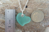 Hawaiian Jewelry Sea Glass Necklace, Heart Necklace Aquamarine Necklace, Sea Glass Jewelry Beach Jewelry (March Birthstone Jewelry Gift)